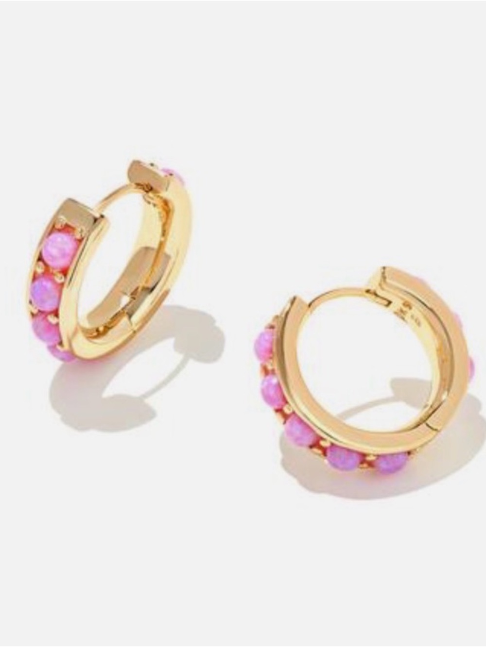 Kendra Scott Gold Hoop Earrings with Pink Stones